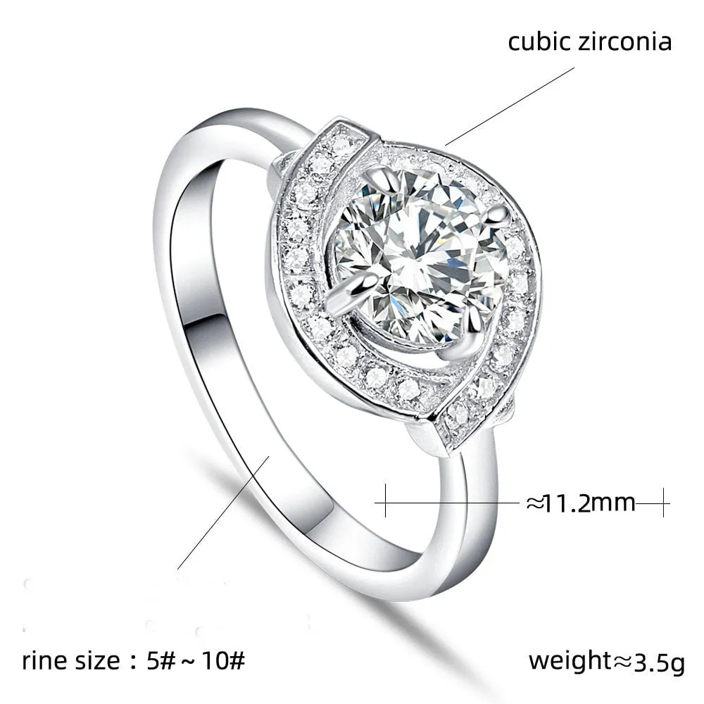 Ring Setting Blank 7mm 1pc 925 Sterling Silver CZ Semi Mount for 1 Round Shape Faceted Stone 4 Prongs Love Theme Wholesale Available