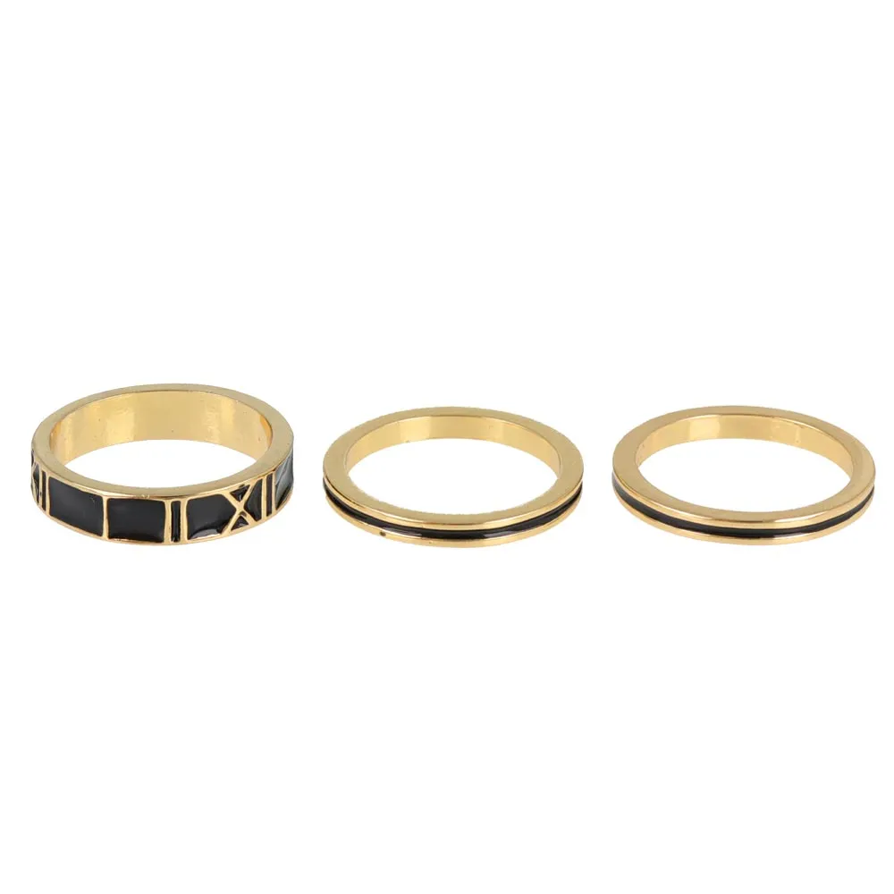 Roman Numeral Ring Set Gold Tone