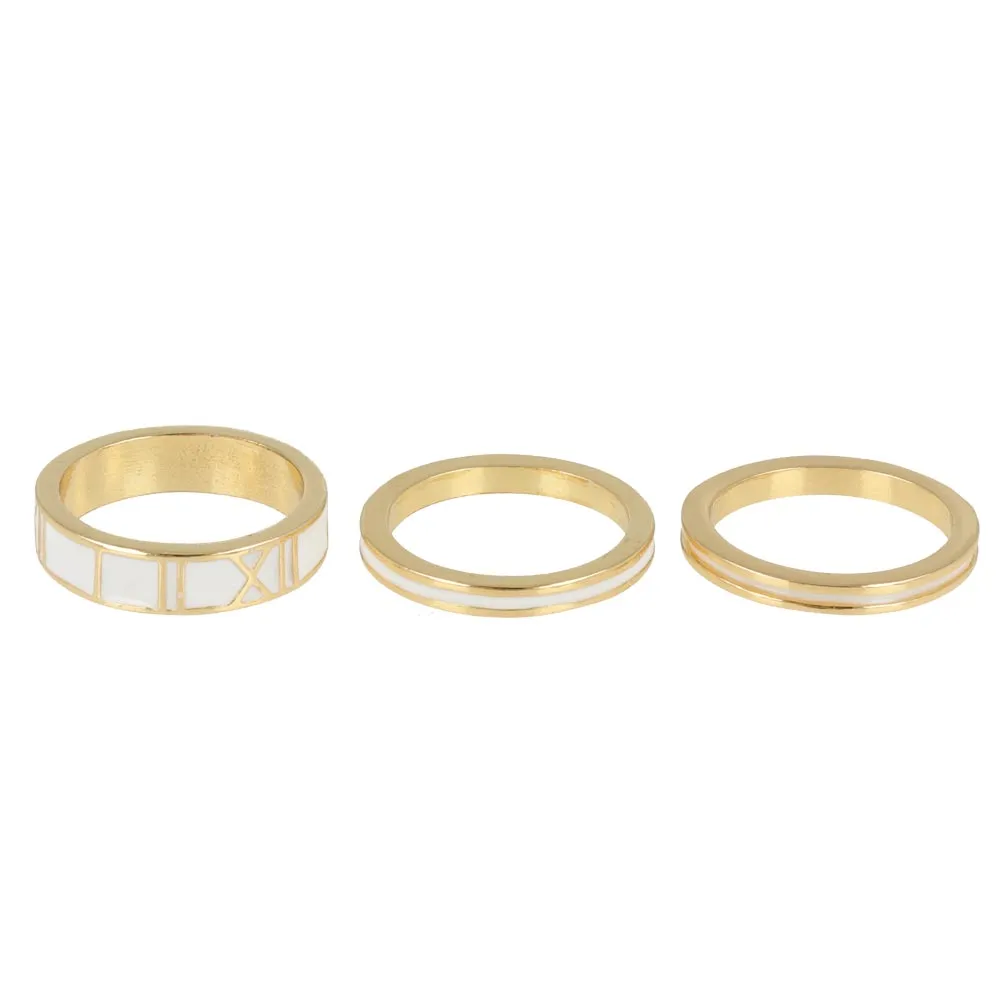 Roman Numeral Ring Set Gold Tone