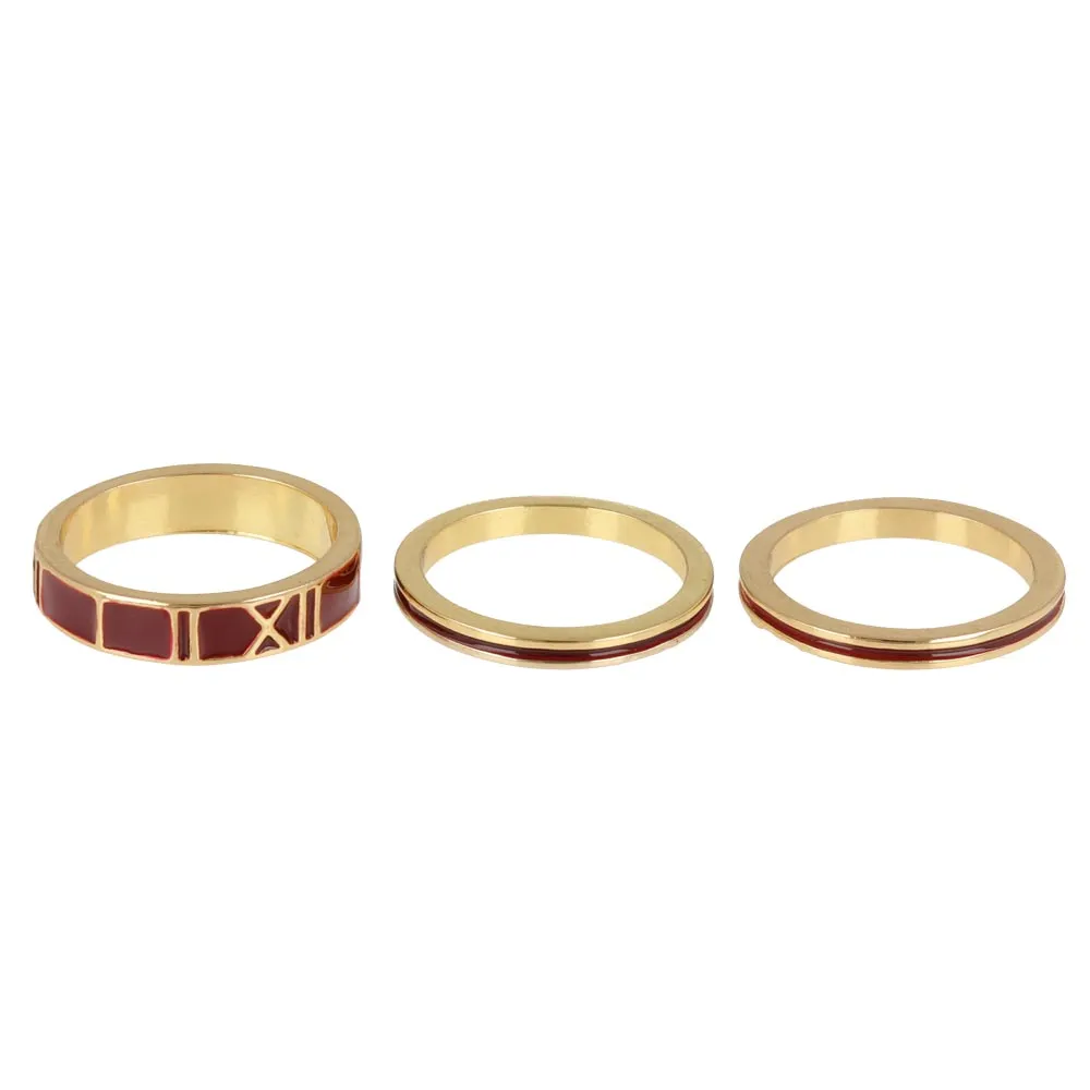 Roman Numeral Ring Set Gold Tone