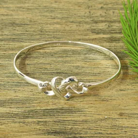 Romantic Sterling Silver Bangle Bracelet - Taxco Love Knot | NOVICA