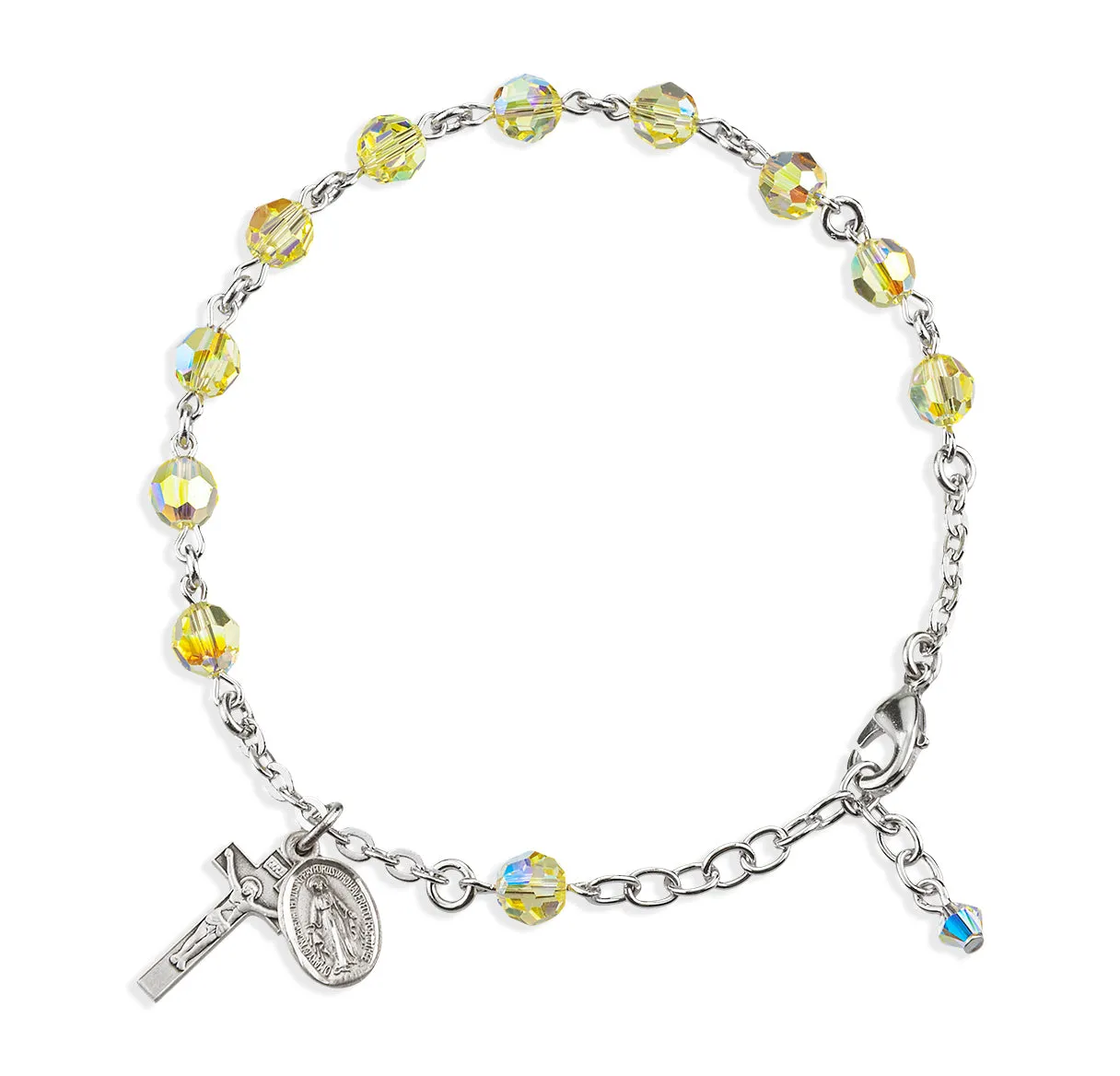 Rosary Bracelet Created with 6mm Jonquil Finest Austrian Crystal Round Beads by HMH - BR8550JO