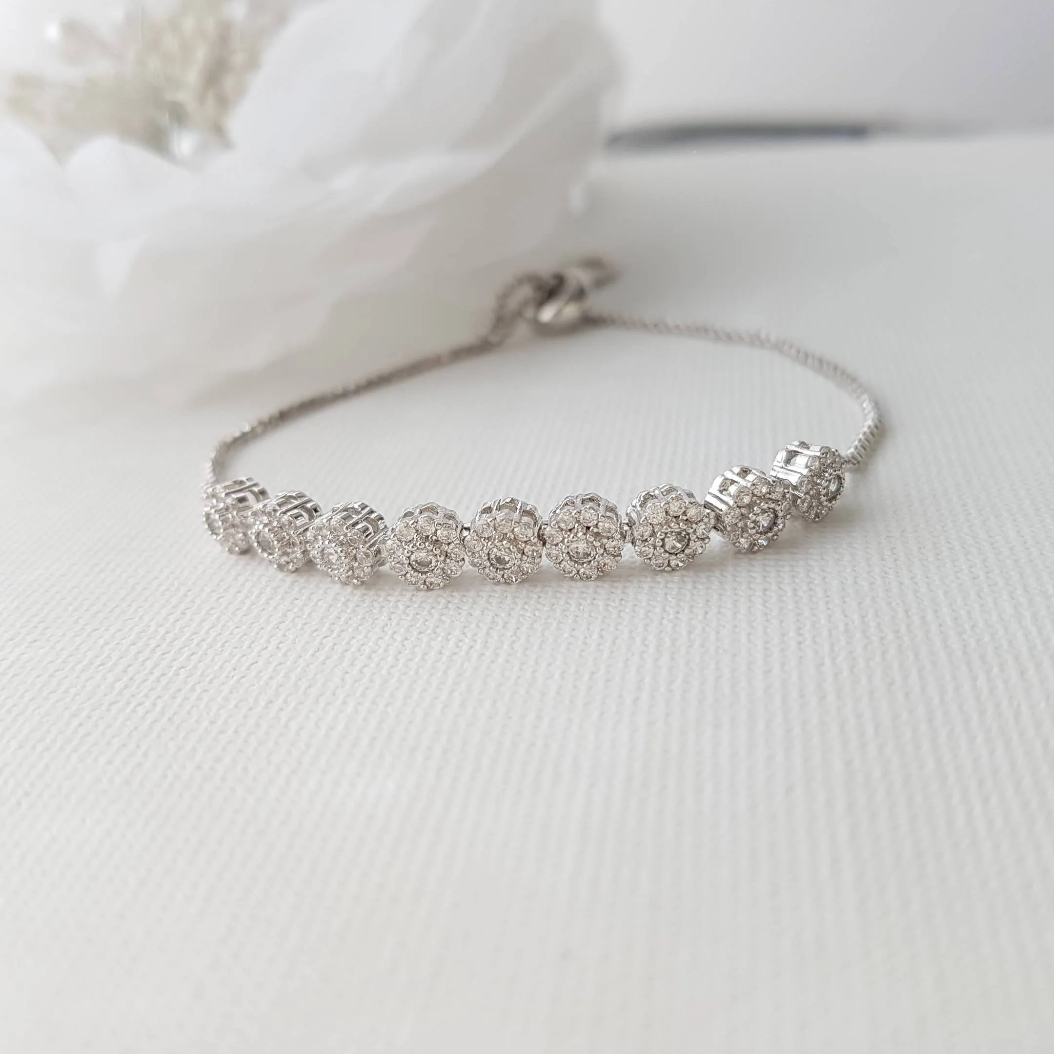 Rose Gold Bridal Bracelet, Bangle Bracelet, Wedding Jewelry, Gold, Crystal Bridal Bracelet, Adjustable Slide Bracelet, Reagan Bracelet