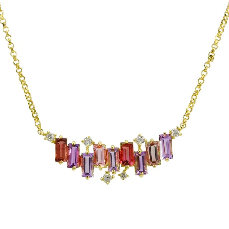 Rose Gold Multi Gemstone Necklace