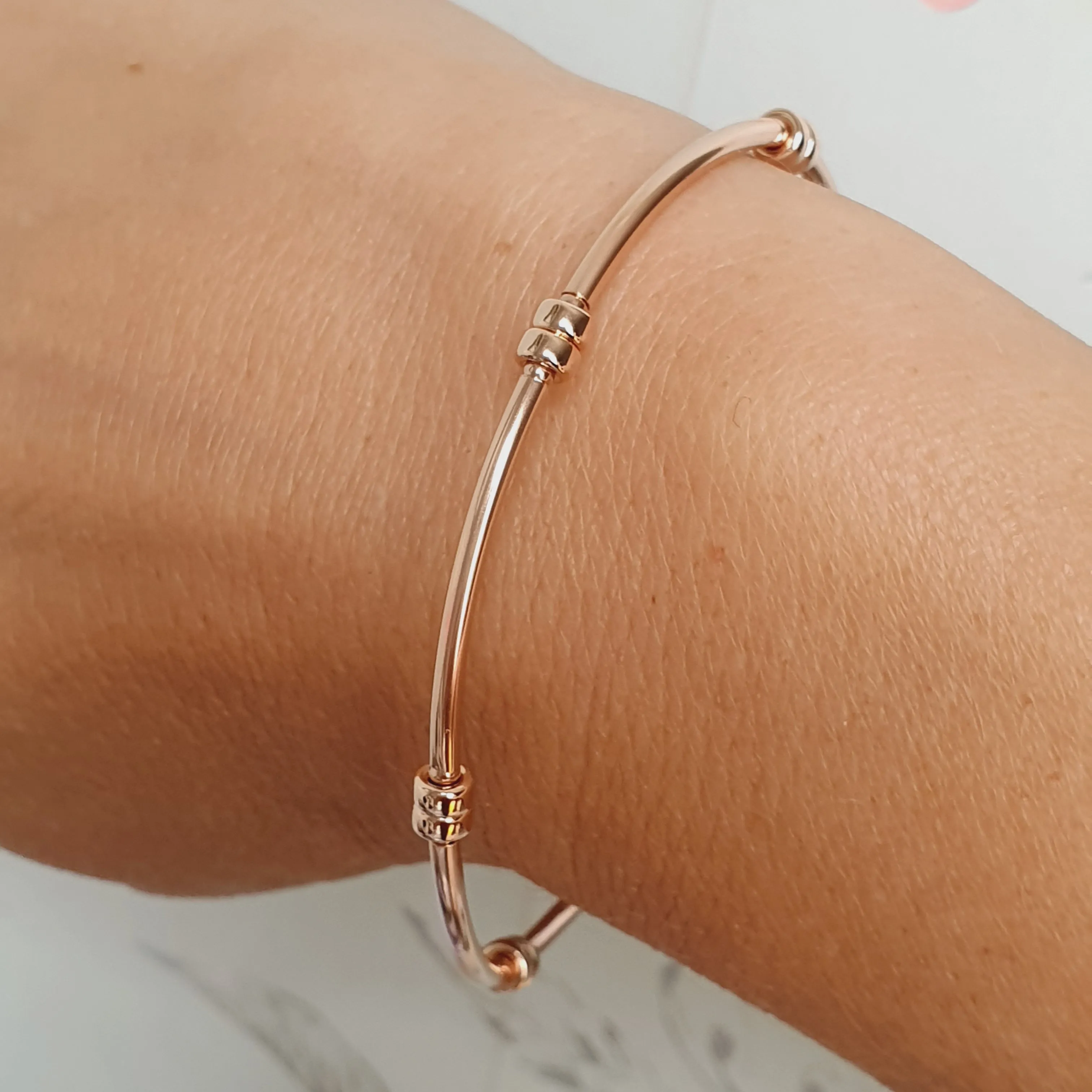 Rose Gold Rondelle Noodle Bracelet