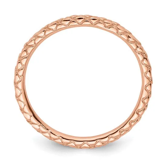 Rose Gold Sterling Silver Stackable Expressions Criss Cross Pattern Ring