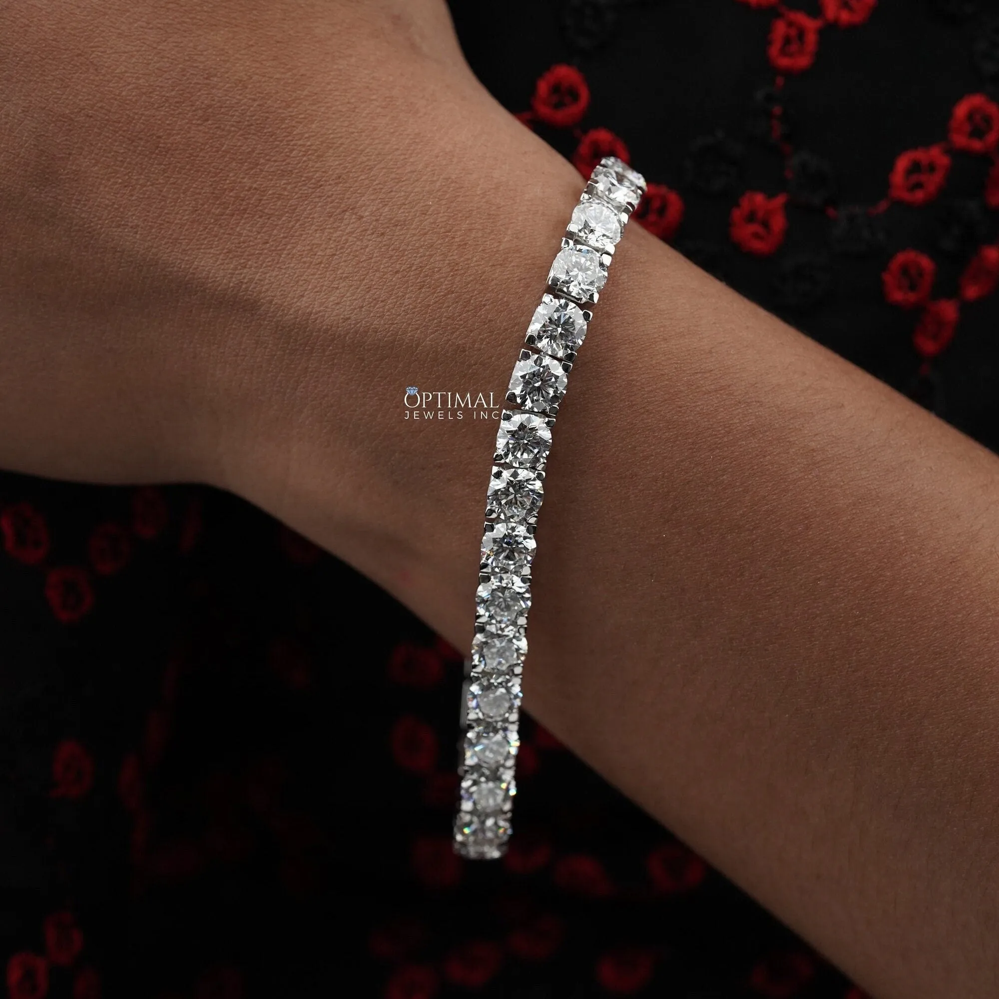 Round Lab Diamond Tennis Bracelet, 23.00 CTW Round Cut Lab-Grown