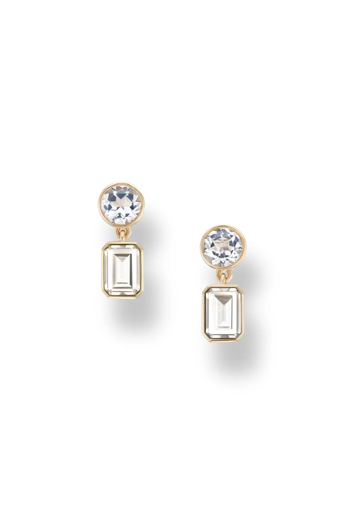 Round   Rectangle Double Drop Earrings