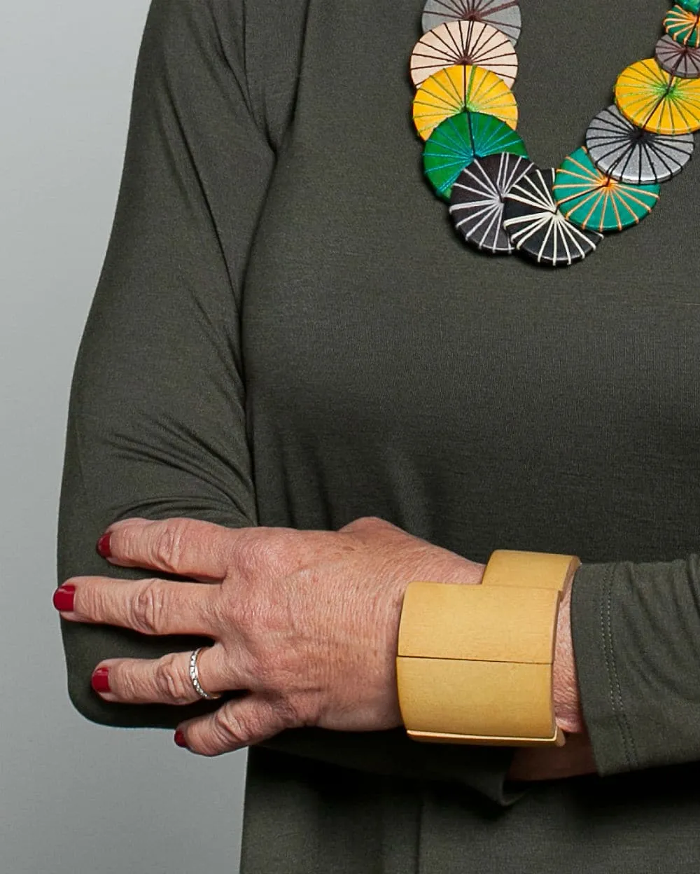 Round Wooden Geometric Bracelet Yellow