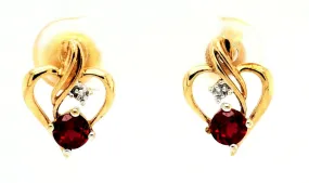 Ruby & Diamond Heart 9ct Yellow Gold