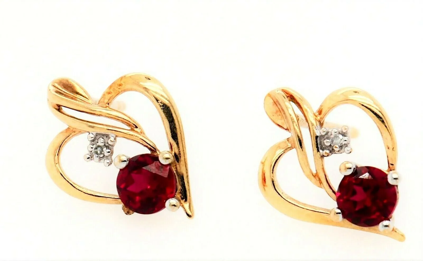 Ruby & Diamond Heart 9ct Yellow Gold