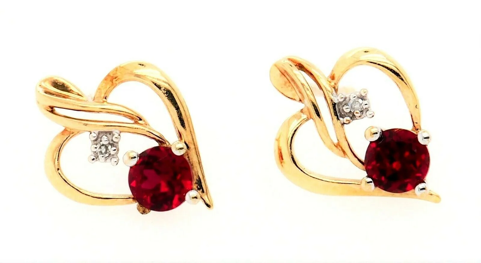 Ruby & Diamond Heart 9ct Yellow Gold