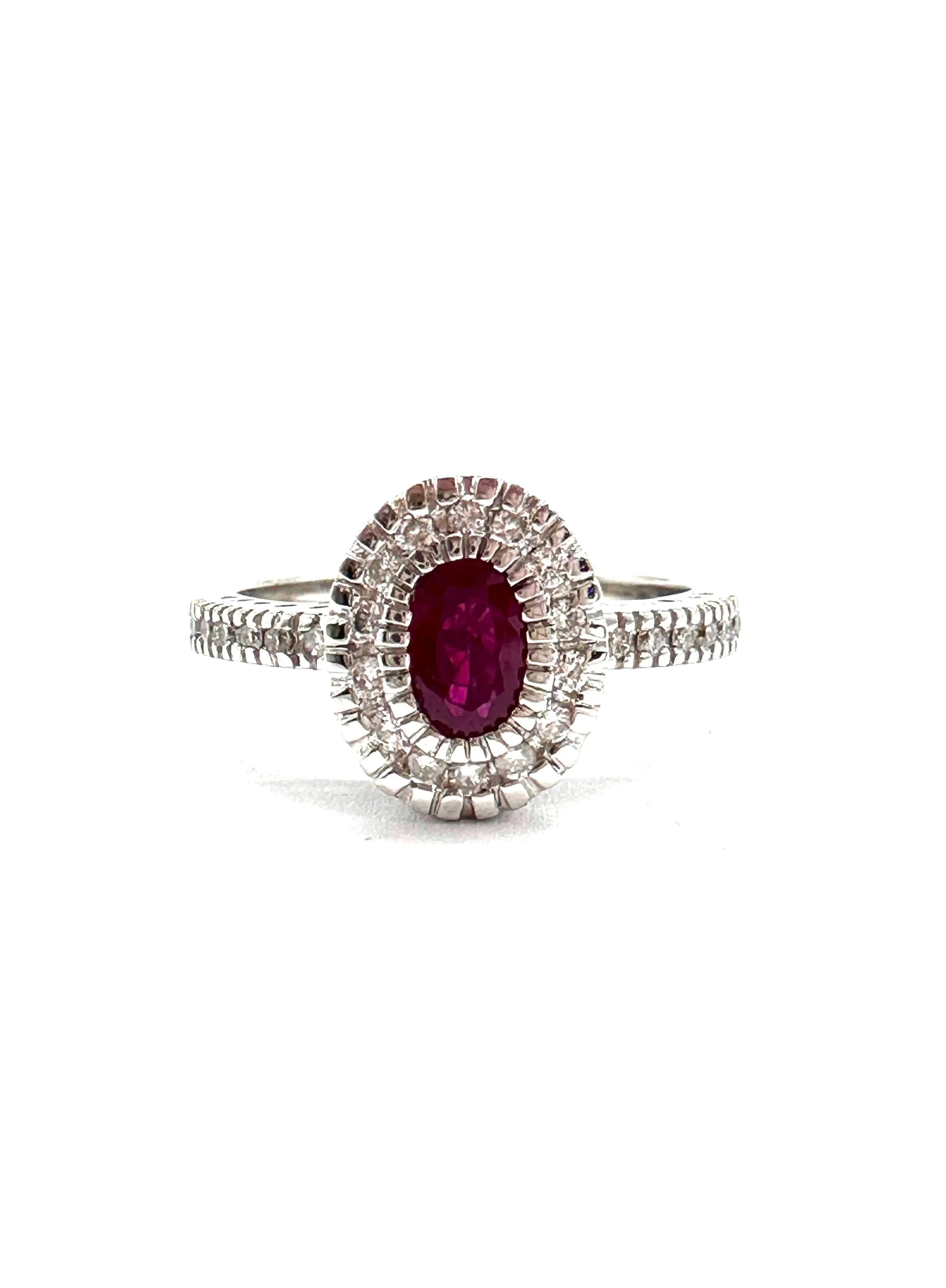 Ruby and Diamond Halo Ring