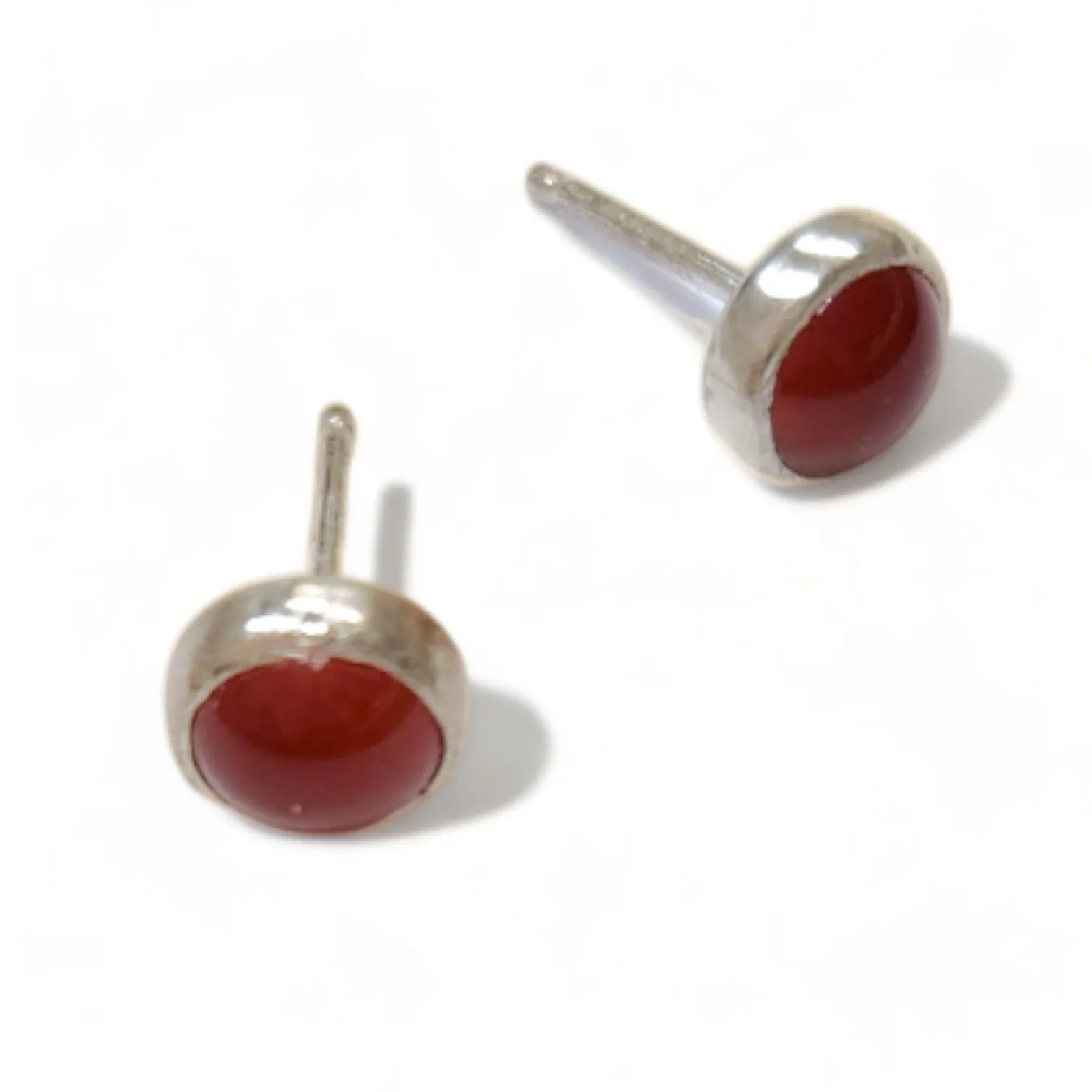 Ruby Bezel Post Earrings