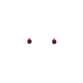 Ruby, Diamond & Gold Stud Earrings