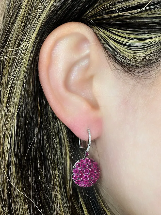 Ruby Disc Drop Earrings