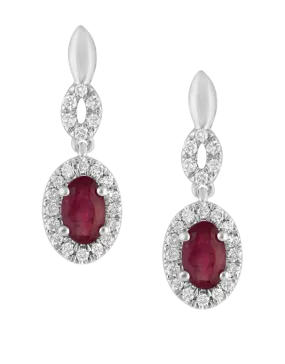 Ruby Earrings- 14ct White Gold Ruby & Diamond Earrings - 780119