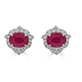 Ruby Earrings with Diamonds