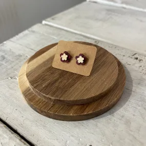 ruby flower stud earrings