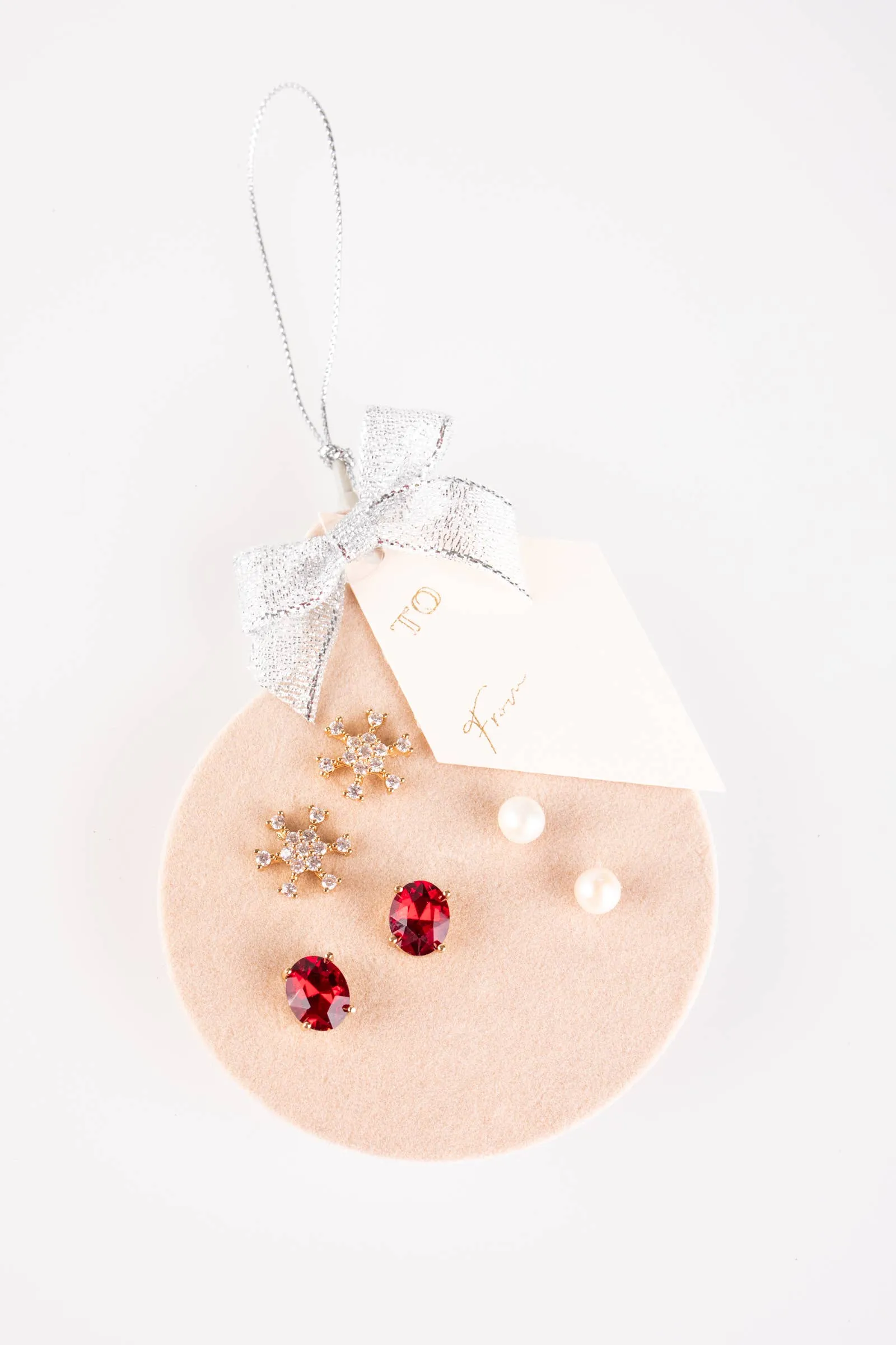 Ruby Holiday Ornament Earring Trio