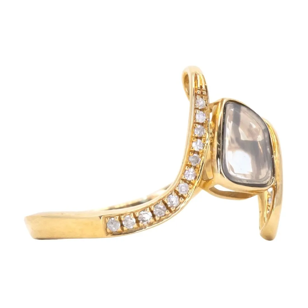 Rustic Diamond Slice Ring in 18k Yellow Gold