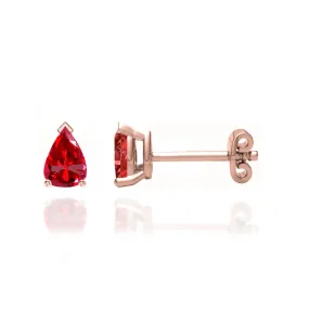 SCARLETT - Pear Ruby 18k Rose Gold Stud Earrings