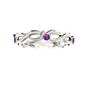 Scottish Thistle Edinburgh Celtic Twist 5 Amethyst Ring