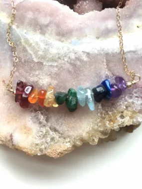 Seven Chakra Necklace - Raw Crystal Necklace - Healing Crystal Necklace - Chakra Crystals - Raw Stone Necklace - Chakra Jewelry