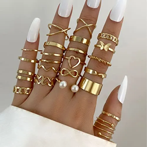 Shining Diva Fashion 44 pcs Combo Gold and Silver Plated Rings for Women and Girls (rrsdcmb300)