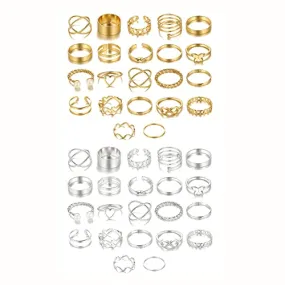 Shining Diva Fashion 44 pcs Combo Gold and Silver Plated Rings for Women and Girls (rrsdcmb300)