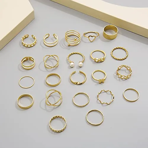 Shining Diva Fashion 44 pcs Combo Gold and Silver Plated Rings for Women and Girls (rrsdcmb300)