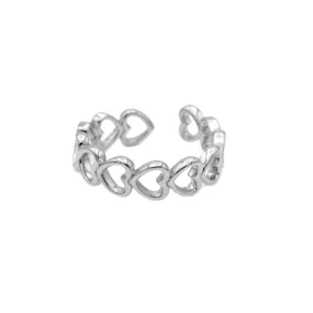 Silver Adjustable Heart Ring