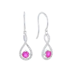 Silver Limitless Ruby & Diamond Drop Earrings