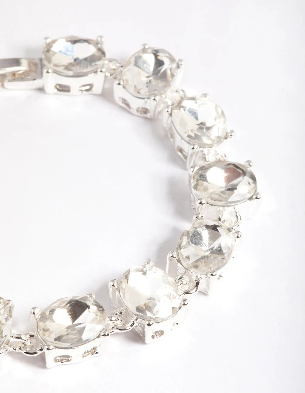 Silver Mix Facet Oval Stone Bracelet