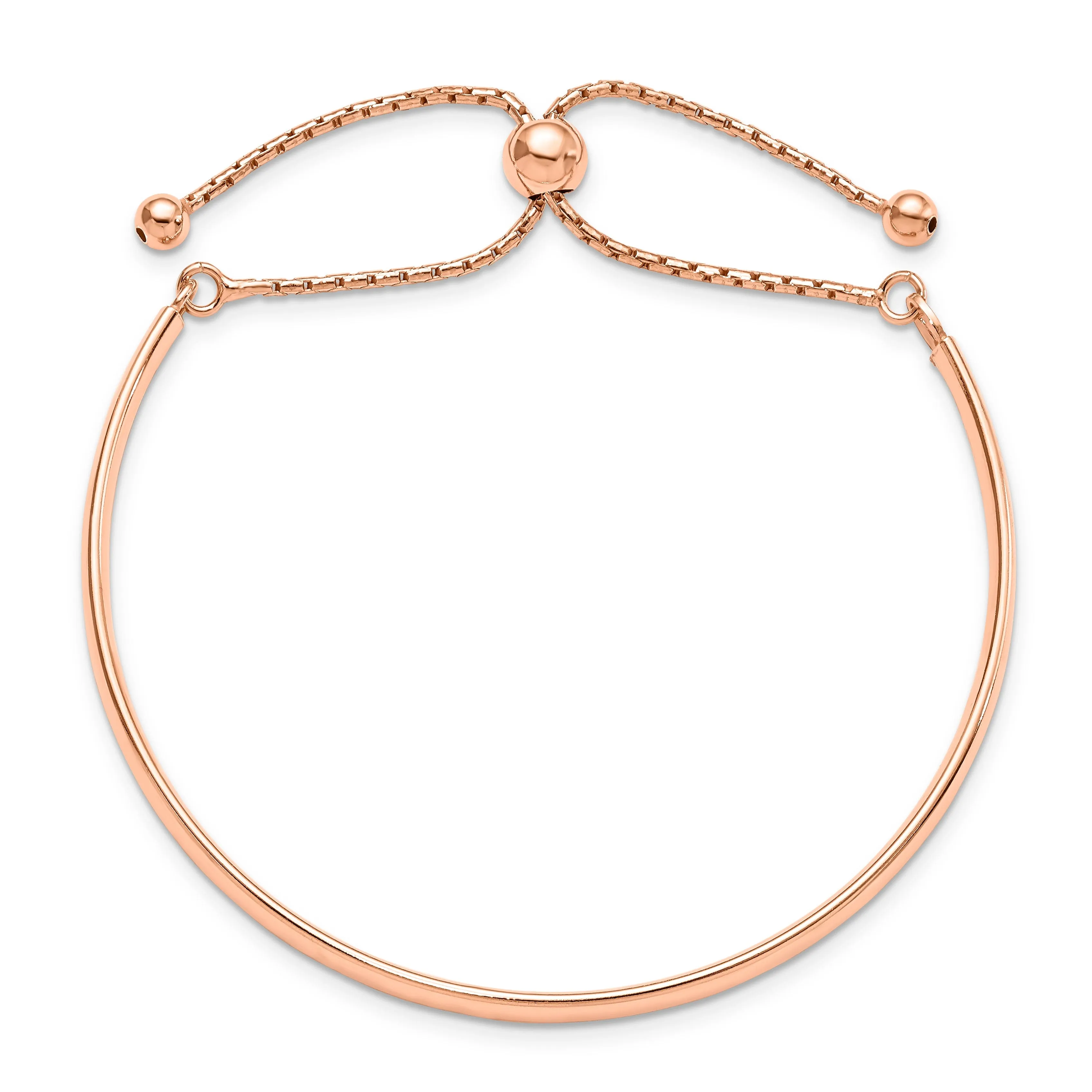 Silver Rose Gold Polished Adjustable Bangle