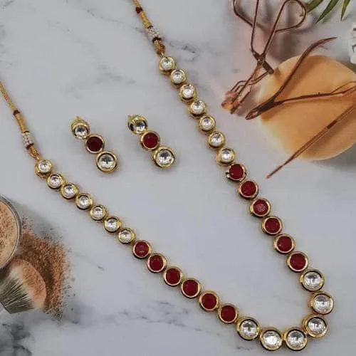 Single Line Colored Kundan Set