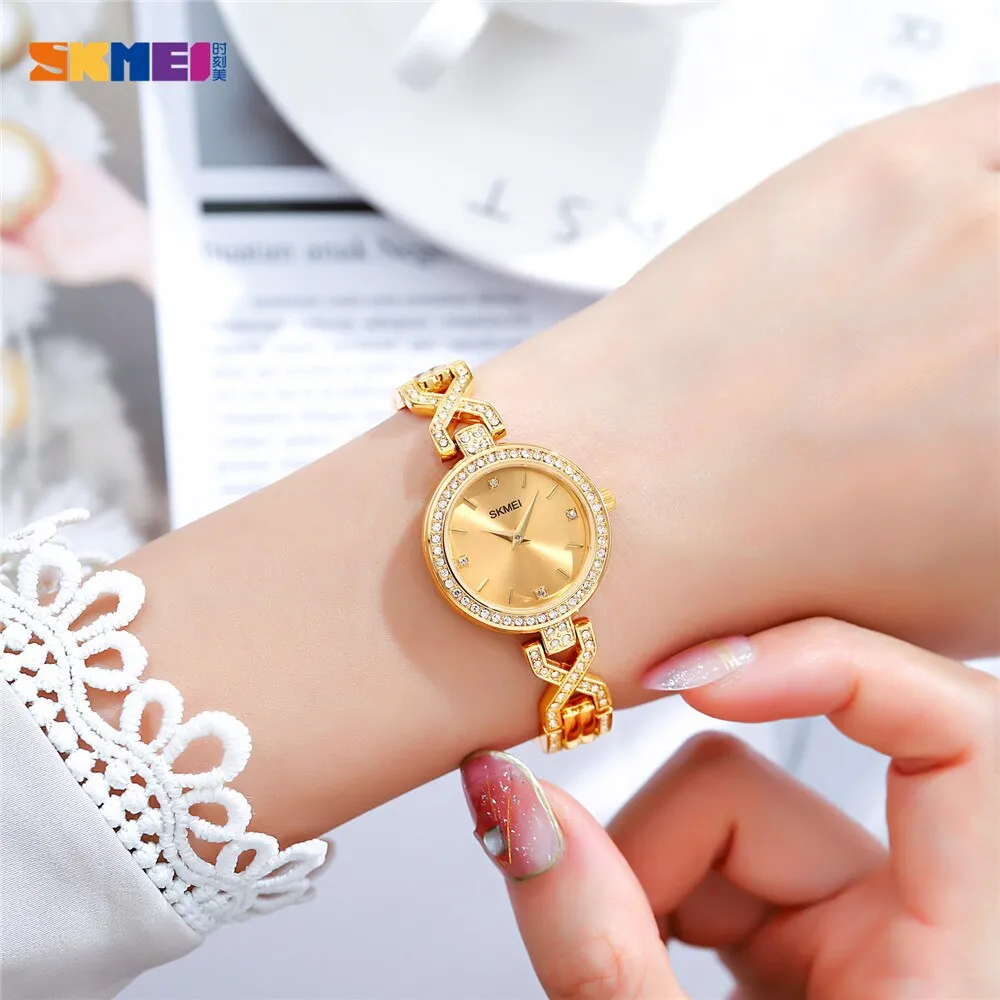 SKMEI 1738 Branded Watches for Women IP67 Inlaid w/ Rhinestone