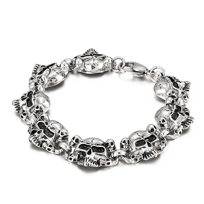 Skull Ghost Head Titanium Steel Bracelet for Men - Stylish Punk Stainless Steel Hand Jewelry