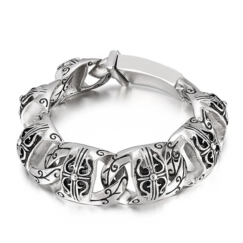 Skull Series Men's Titanium Steel Bracelet - Retro Style Statement Piece