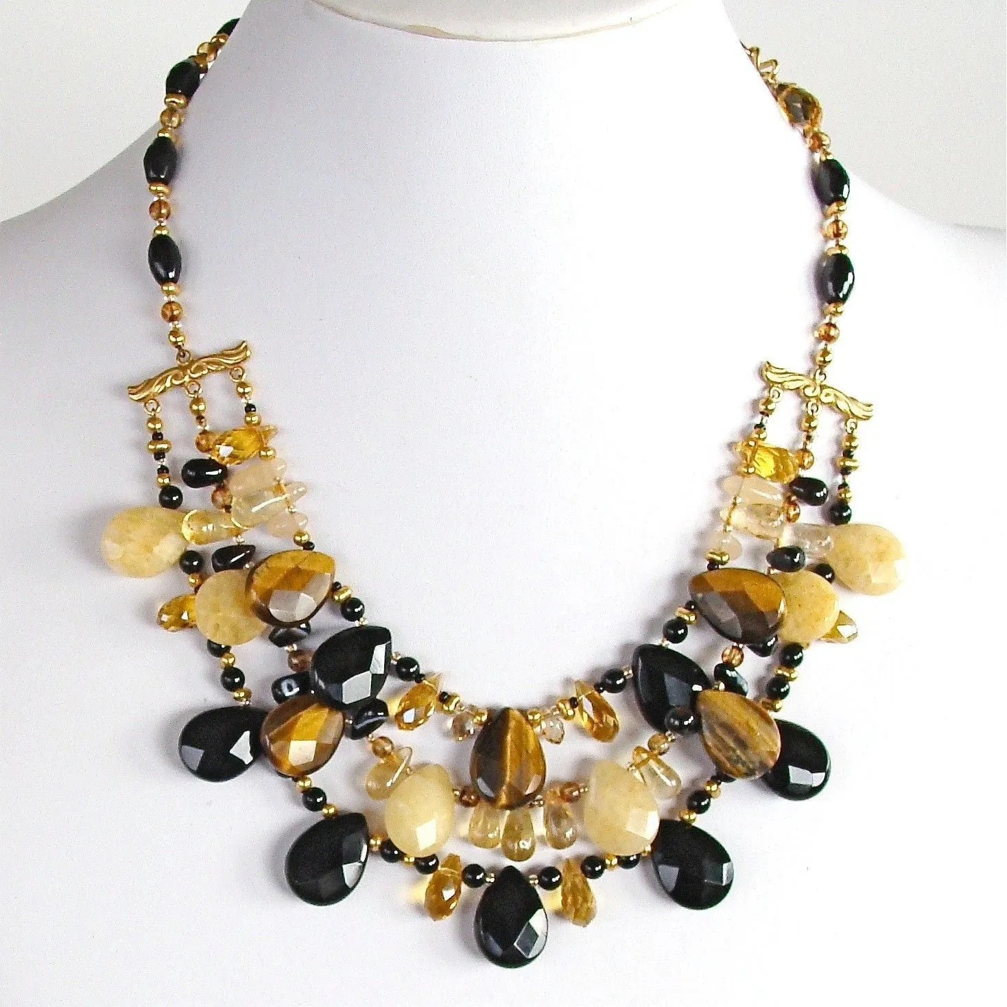 Smash: 17.5" Onyx and Tigers Eye Necklace