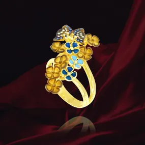 Sparkling Butterfly and Enamel Ring