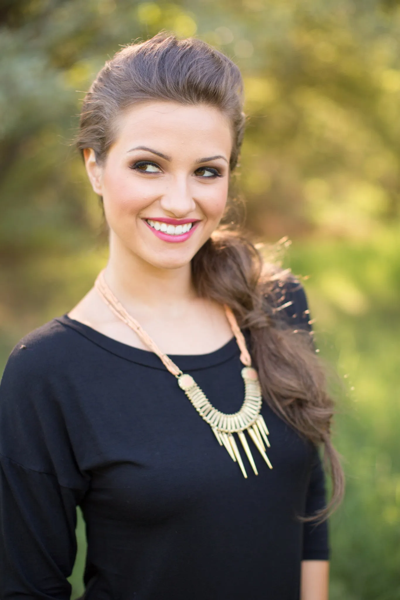 Sparkling Spiked Peach Necklace