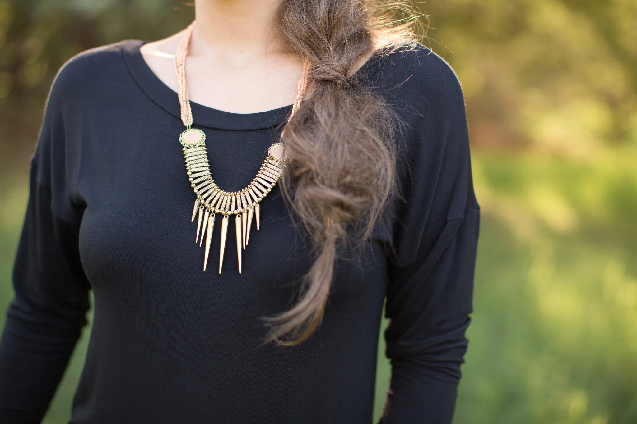 Sparkling Spiked Peach Necklace