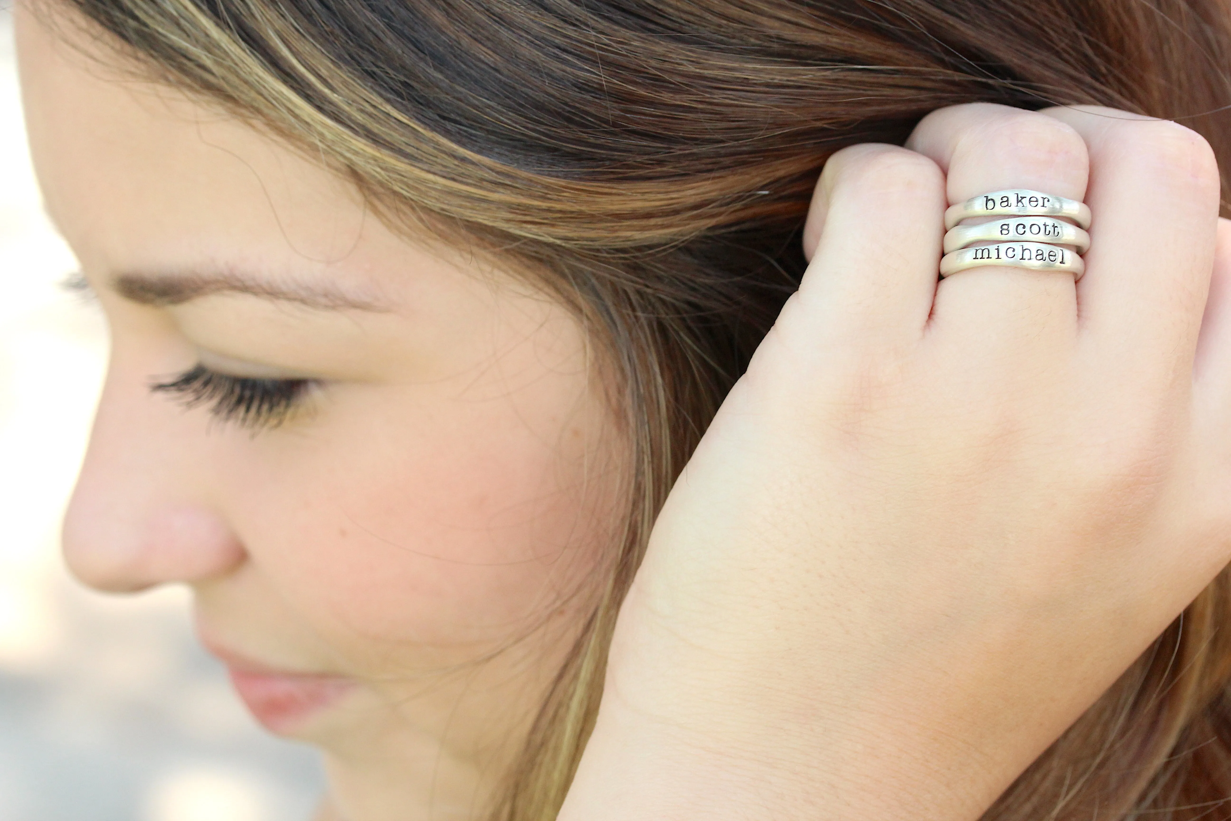 stackable name rings {10K yellow gold}