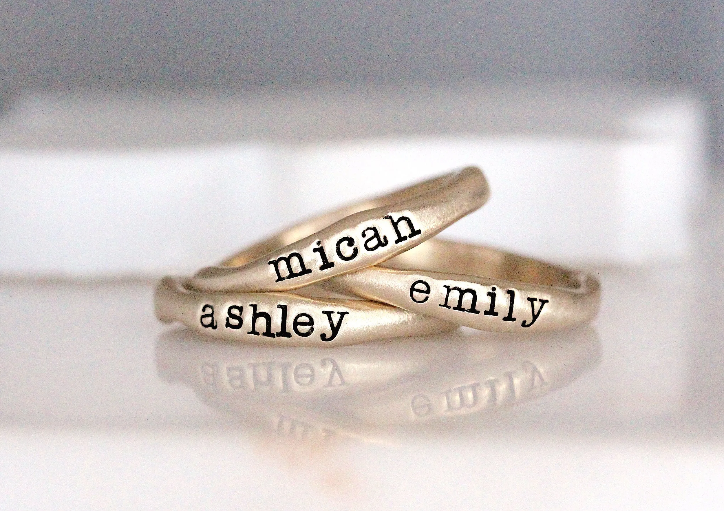 stackable name rings {10K yellow gold}