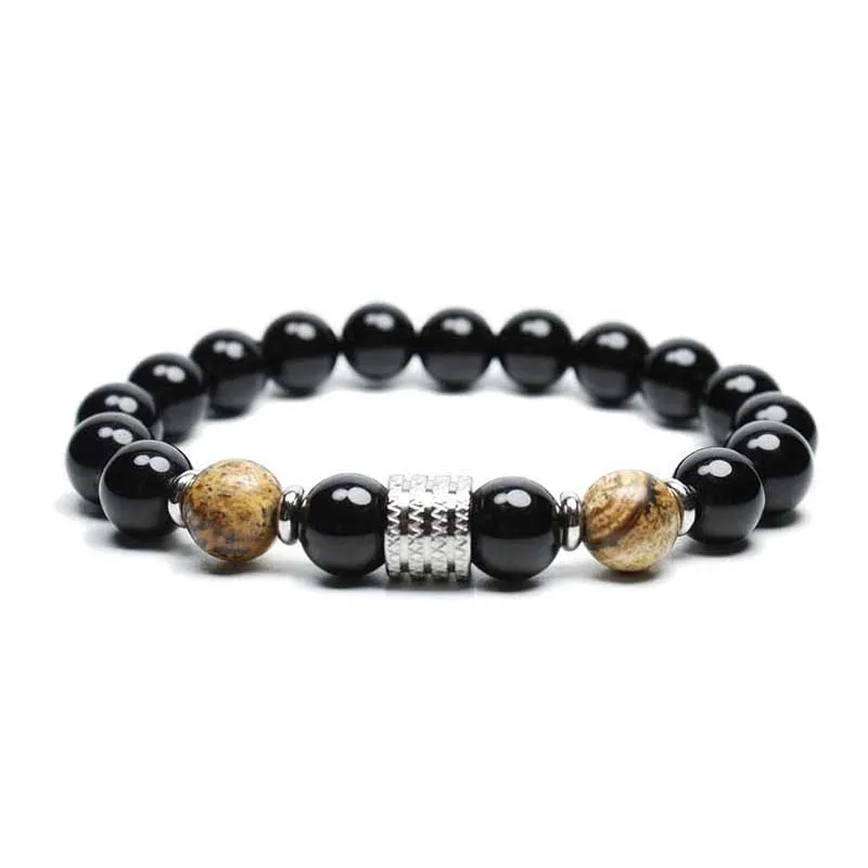 Stainless Steel Tiger Eye Bright Stone Men's Bracelet