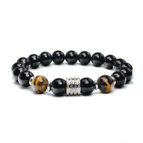 Stainless Steel Tiger Eye Bright Stone Men's Bracelet