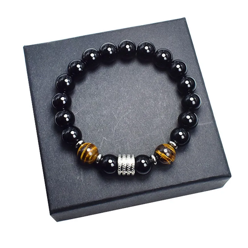 Stainless Steel Tiger Eye Bright Stone Men's Bracelet