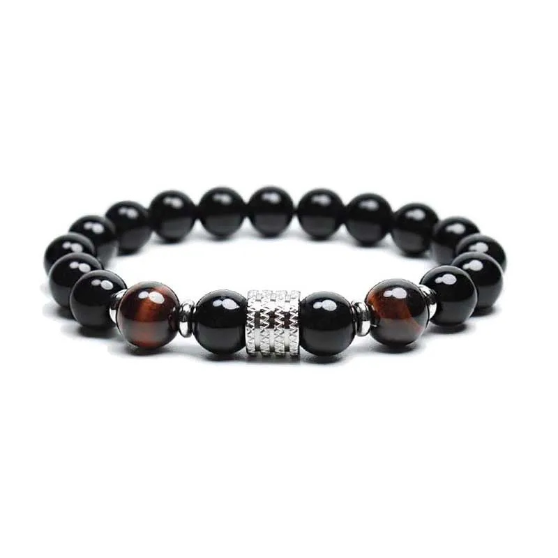 Stainless Steel Tiger Eye Bright Stone Men's Bracelet