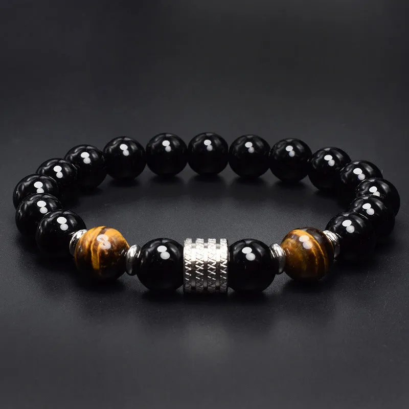 Stainless Steel Tiger Eye Bright Stone Men's Bracelet